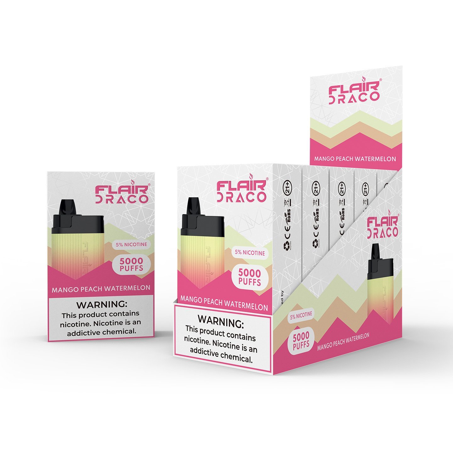 Flair Draco Dispo 5% Mango Peach Watermelon 5000 Puffs