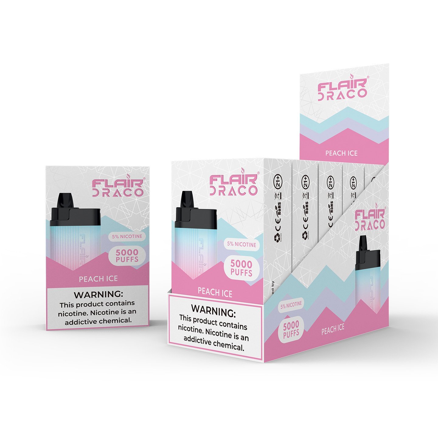 Flair Draco Dispo 5% Peach Ice 5000 Puffs
